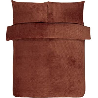 Sleepdown , beddengoedset van reliëf fleece met dekbedovertrek en kussenslopen, gebrand oranje, Kingsize (220 x 230 cm) Sleepdown , beddengoedset van reliëf fleece met dekbedovertrek en kussenslopen, gebrand oranje, Kingsize (220 x 230 cm)
