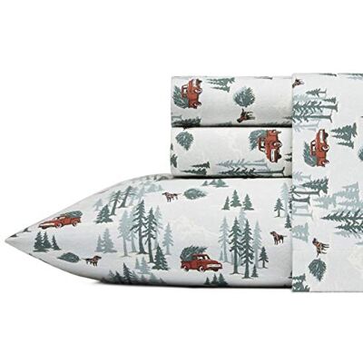 Eddie Bauer Warme en ademende katoenen flanellen beddengoedset, diepe zakken, geborsteld voor zachtheid, decoratief en comfortabel, Oeko-Tex gecertificeerd, boerderij en bomen, tweepersoons Eddie Bauer Warme en ademende katoenen flanellen beddengoedset, diepe zakken, geborsteld voor zachtheid, decoratief en comfortabel, Oeko-Tex gecertificeerd, boerderij en bomen, tweepersoons