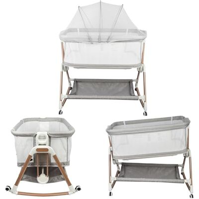 LANTUS Cododo babybed, 3-in-1, Cododo-wieg met matras en muggennet, babywieg, draagkracht 50 kg, compact in 3 seconden, gemakkelijk te transporteren, 96 x 60 x 90-115 cm, grijs LANTUS Cododo babybed, 3-in-1, Cododo-wieg met matras en muggennet, babywieg, draagkracht 50 kg, compact in 3 seconden, gemakkelijk te transporteren, 96 x 60 x 90-115 cm, grijs