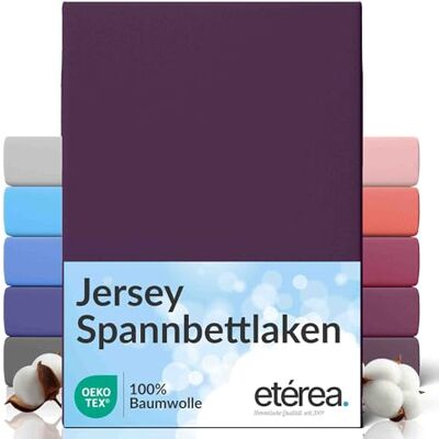 etérea Himmlische Qualität etérea comfort jersey hoeslaken 100 x 200 cm, 120 x 200 cm, 100% katoen, laken voor matrassen tot 25 cm dikte paars etérea Himmlische Qualität etérea comfort jersey hoeslaken 100 x 200 cm, 120 x 200 cm, 100% katoen, laken voor matrassen tot 25 cm dikte paars