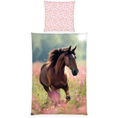 Herding Young Collection Paardenbeddengoed, kussensloop ca. 80 x 80 cm, dekbedovertrek ca. 135 x 200 cm, met merkritssluiting, 100% katoen/renforcé Herding Young Collection Paardenbeddengoed, kussensloop ca. 80 x 80 cm, dekbedovertrek ca. 135 x 200 cm, met merkritssluiting, 100% katoen/renforcé