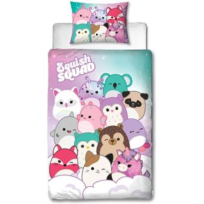 Character World Squishmallows Beddengoedset voor eenpersoonsbed, omkeerbaar, dubbelzijdig, met bijpassende kussensloop, perfect voor kinderkamer, polykatoen Character World Squishmallows Beddengoedset voor eenpersoonsbed, omkeerbaar, dubbelzijdig, met bijpassende kussensloop, perfect voor kinderkamer, polykatoen