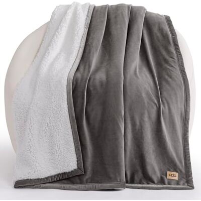 UGG Bliss Sherpa Sprei, comfortabele omkeerbare deken, moderne woondecoratie, comfortabele en decoratieve deken voor bed of bank, 127 x 177,8 cm, brandhout UGG Bliss Sherpa Sprei, comfortabele omkeerbare deken, moderne woondecoratie, comfortabele en decoratieve deken voor bed of bank, 127 x 177,8 cm, brandhout