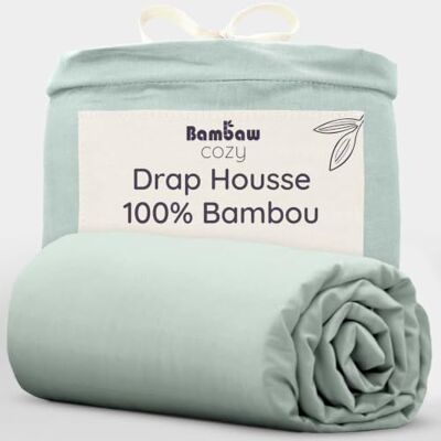 Bambaw Hoeslaken, bamboe, 140 x 200 cm, voor dikke matrassen tot 35 cm, hoeslaken, grote muts van bamboe, tegen zweet en mijten, verkoelend beddengoed (watergroen) Bambaw Hoeslaken, bamboe, 140 x 200 cm, voor dikke matrassen tot 35 cm, hoeslaken, grote muts van bamboe, tegen zweet en mijten, verkoelend beddengoed (watergroen)