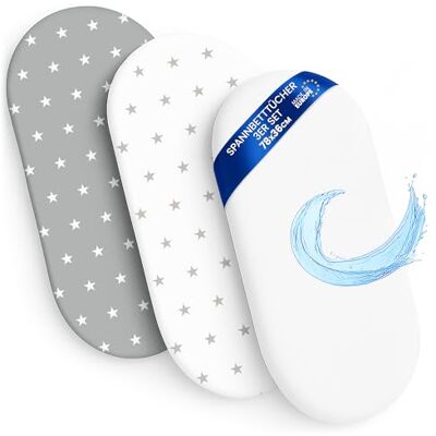 Totsy Baby Hoeslaken voor kinderwagen, elastische rand, 3 stuks, waterdichte Totsy Baby Hoeslaken voor kinderwagen, elastische rand, 3 stuks, waterdichte