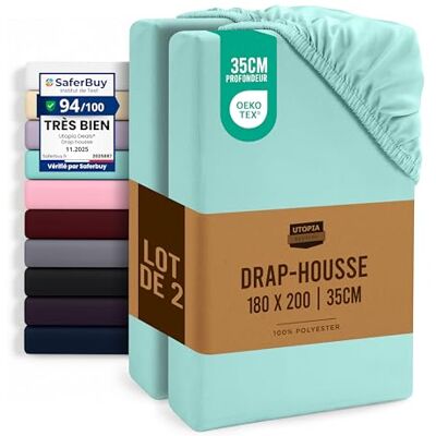 Utopia Bedding Set van 2 hoeslakens, hoekhoogtes van 35 cm voor dik matras, geborstelde microvezel, 180 x 200 cm, marineblauw Utopia Bedding Set van 2 hoeslakens, hoekhoogtes van 35 cm voor dik matras, geborstelde microvezel, 180 x 200 cm, marineblauw