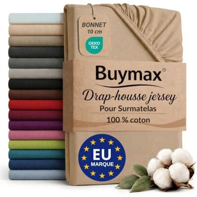 Buymax Jersey hoeslaken, 100% katoen, voor toppers tot 9 cm matrashoogte, voor boxspringbedden (160 x 200 cm, zand) Jersey doux et respirant, certifié OEKO-TEX, bonnet jusqu’à 10 cm, idéal pour surmatelas et maintien sans plis. Buymax Jersey hoeslaken, 100% katoen, voor toppers tot 9 cm matrashoogte, voor boxspringbedden (160 x 200 cm, zand) Jersey doux et respirant, certifié OEKO-TEX, bonnet jusqu’à 10 cm, idéal pour surmatelas et maintien sans plis.