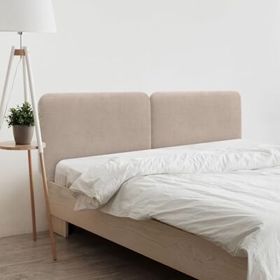 DHOME Hoofdeinde voor bed, gevoerd, glad, afgerond, van gladde stof, voor muur, akoestisch, absorberend, voor slaapkamer (beige, 160 cm dubbel) DHOME Hoofdeinde voor bed, gevoerd, glad, afgerond, van gladde stof, voor muur, akoestisch, absorberend, voor slaapkamer (beige, 160 cm dubbel)