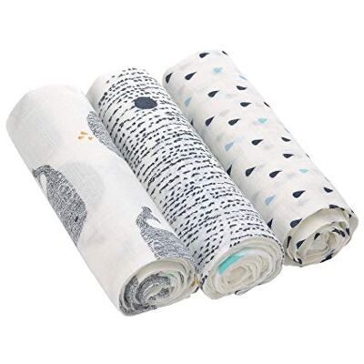 Lässig Baby Pucktuch Spuugdoek Muslin Mulltuch Gemaakt van Bamboevezels en Katoen Zacht Ademend (3 Stuks 80 X 80 cm)/Heavenly Soft Swaddle L Little Water Whale Lässig Baby Pucktuch Spuugdoek Muslin Mulltuch Gemaakt van Bamboevezels en Katoen Zacht Ademend (3 Stuks 80 X 80 cm)/Heavenly Soft Swaddle L Little Water Whale