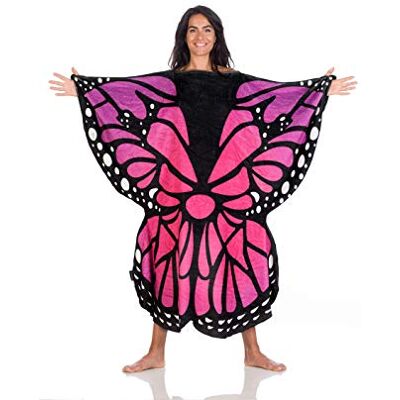 Kanguru Vlinder deken van polyester, roze, blauw, zwart, Eén maat voor volwassenen Kanguru Vlinder deken van polyester, roze, blauw, zwart, Eén maat voor volwassenen