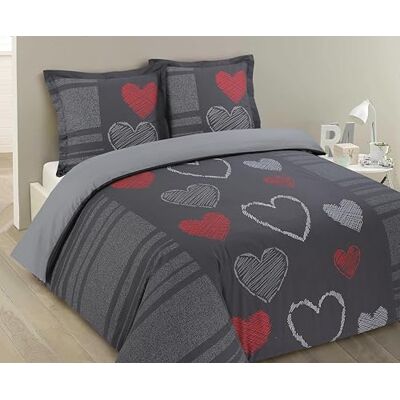 Vision Beddengoed Romeo 100% katoen Grijze harten Dekbedovertrekset 240 x 220 cm met 2 kussenslopen voor standaard tweepersoonsbed Natuurlijke vezels Oekotex Vision Beddengoed Romeo 100% katoen Grijze harten Dekbedovertrekset 240 x 220 cm met 2 kussenslopen voor standaard tweepersoonsbed Natuurlijke vezels Oekotex