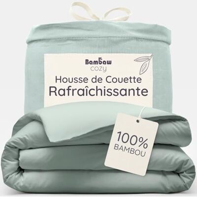 Bambaw Bamboe dekbedovertrek 240 x 260 cm, anti-mijt dekbedovertrek, ademend en hypoallergeen, koel laken, zomer en winter, anti-transpiratie voor 2 personen (watergroen) Bambaw Bamboe dekbedovertrek 240 x 260 cm, anti-mijt dekbedovertrek, ademend en hypoallergeen, koel laken, zomer en winter, anti-transpiratie voor 2 personen (watergroen)