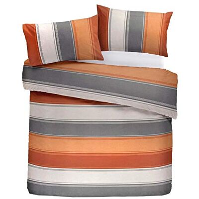 Fusion Dekbedovertrek met brede strepen oranje 140 x 200 cm 1 kussensloop modern terracotta en grijs gestreept dekbedovertrek oranje/grijs gevoerd beddengoed set Fusion Dekbedovertrek met brede strepen oranje 140 x 200 cm 1 kussensloop modern terracotta en grijs gestreept dekbedovertrek oranje/grijs gevoerd beddengoed set
