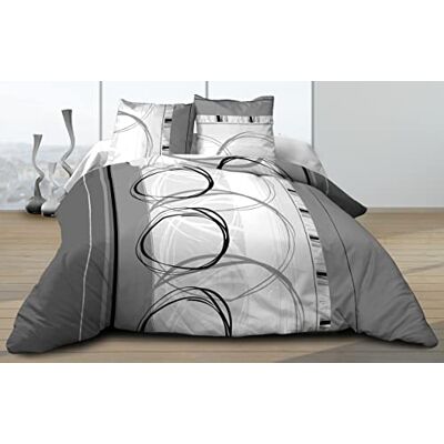 Le linge de Jules Dekbedovertrek 220 x 240 cm, 2 kussenslopen, puur katoen, 57 draden/cm², grijs Le linge de Jules Dekbedovertrek 220 x 240 cm, 2 kussenslopen, puur katoen, 57 draden/cm², grijs