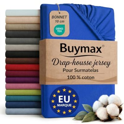 Buymax Hoeslaken 140 x 200 cm, jersey, 100% katoen, voor toppers tot 9 cm matrashoogte, voor boxspringbed, topper, donkerblauw Jersey doux et respirant, certifié OEKO-TEX, bonnet jusqu’à 10 cm, idéal pour surmatelas et maintien sans plis. Buymax Hoeslaken 140 x 200 cm, jersey, 100% katoen, voor toppers tot 9 cm matrashoogte, voor boxspringbed, topper, donkerblauw Jersey doux et respirant, certifié OEKO-TEX, bonnet jusqu’à 10 cm, idéal pour surmatelas et maintien sans plis.
