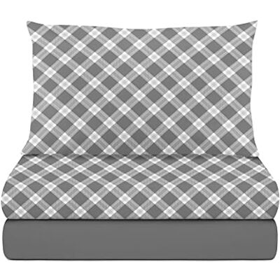 KASANOVA Beddengoed voor eenpersoonsbed, tartan patroon, grijs KASANOVA Beddengoed voor eenpersoonsbed, tartan patroon, grijs
