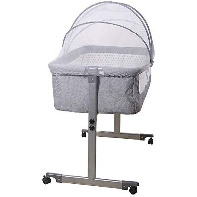 LANTUS Cododo Baby, 2-in-1, logeerbed, babyparaplubed, mini-wieg, kantelbaar, matras inbegrepen, 96 x 57 x 77 cm (grijs) LANTUS Cododo Baby, 2-in-1, logeerbed, babyparaplubed, mini-wieg, kantelbaar, matras inbegrepen, 96 x 57 x 77 cm (grijs)