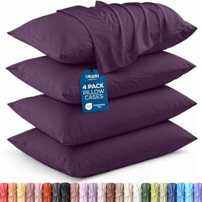 Utopia Bedding Set van 4 queensize kussenslopen klapsluiting Kussenslopen in hotelkwaliteit, comfortabele ademende stof, kleurvast en krimpbestendig Utopia Bedding Set van 4 queensize kussenslopen klapsluiting Kussenslopen in hotelkwaliteit, comfortabele ademende stof, kleurvast en krimpbestendig