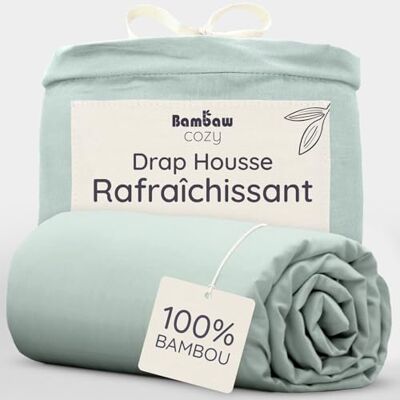 Bambaw Hoeslaken, bamboe, 90 x 190 cm, snit 35 cm, hoeslaken, grote spanhoogte en anti-transpiratie, beddengoed van bamboe, tegen mijten, verkoelend beddengoed, Oeko-Tex-gecertificeerd (watergroen) Bambaw Hoeslaken, bamboe, 90 x 190 cm, snit 35 cm, hoeslaken, grote spanhoogte en anti-transpiratie, beddengoed van bamboe, tegen mijten, verkoelend beddengoed, Oeko-Tex-gecertificeerd (watergroen)