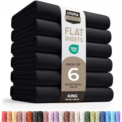 Utopia Bedding Set van 6 zachte geborstelde microvezel-hoeslakens, krimp- en kleurecht, onderhoudsvriendelijk (kingsize, zwart) Utopia Bedding Set van 6 zachte geborstelde microvezel-hoeslakens, krimp- en kleurecht, onderhoudsvriendelijk (kingsize, zwart)