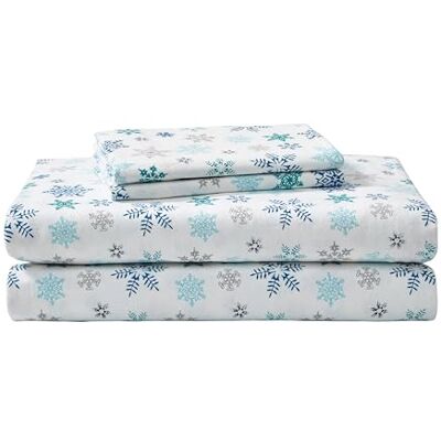 Eddie Bauer Katoenen flanellen beddengoedset, geborsteld voor zachtheid, comfortabele woondecoratie, Oeko-Tex gecertificeerd, sneeuwvlok, kingsize bed Eddie Bauer Katoenen flanellen beddengoedset, geborsteld voor zachtheid, comfortabele woondecoratie, Oeko-Tex gecertificeerd, sneeuwvlok, kingsize bed