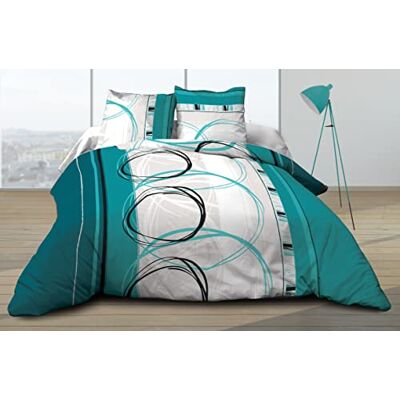 Le linge de Jules Dekbedovertrek 240 x 260 cm, 2 kussenslopen, puur katoen, 57 draden/cm², turquoise Le linge de Jules Dekbedovertrek 240 x 260 cm, 2 kussenslopen, puur katoen, 57 draden/cm², turquoise