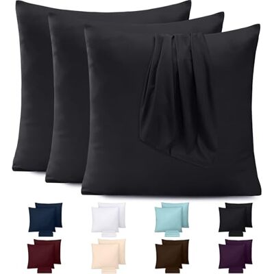 Utopia Bedding Set van 4 kussenslopen 80 x 80 cm, 100% polyester, zwart, kussensloop 80 x 80 cm, kussensloop, krimpt of vervaagt niet Utopia Bedding Set van 4 kussenslopen 80 x 80 cm, 100% polyester, zwart, kussensloop 80 x 80 cm, kussensloop, krimpt of vervaagt niet