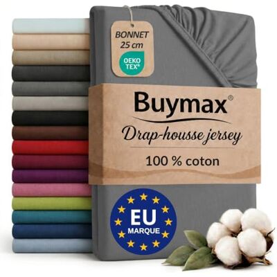 Buymax Hoeslaken 160 x 200 cm, 100% katoen, jersey hoeslaken, matrashoogte tot 25 cm, kleur: antracietgrijs Jersey doux et respirant, certifié OEKO-TEX, bonnet jusqu’à 25 cm et élastique intégral pour un maintien fiable. Buymax Hoeslaken 160 x 200 cm, 100% katoen, jersey hoeslaken, matrashoogte tot 25 cm, kleur: antracietgrijs Jersey doux et respirant, certifié OEKO-TEX, bonnet jusqu’à 25 cm et élastique intégral pour un maintien fiable.