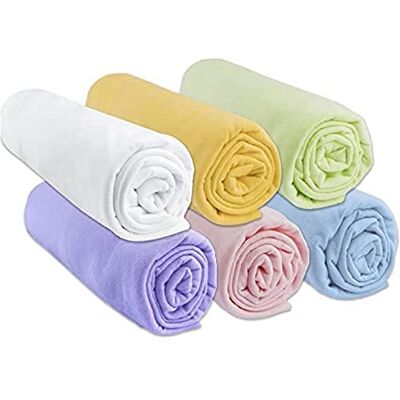 Easy dort Hoeslakens, 6 stuks, 70 x 140 cm, 100% katoen jersey, meerkleurig, rekbaar en ademend, gezonde slaap, Oeko-Tex kwaliteit, Made in Europe, 6 stuks Easy dort Hoeslakens, 6 stuks, 70 x 140 cm, 100% katoen jersey, meerkleurig, rekbaar en ademend, gezonde slaap, Oeko-Tex kwaliteit, Made in Europe, 6 stuks