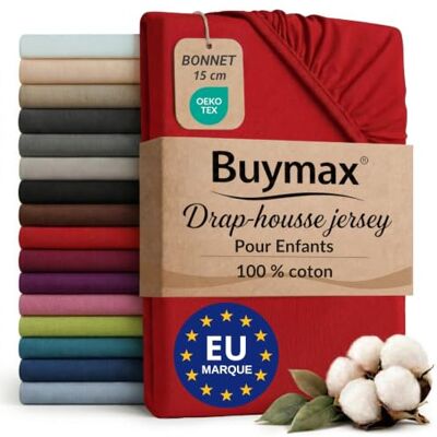 Buymax Hoeslaken voor kinderen, 70 x 140 cm, 100% katoen, rood Zachte en ademende jersey, Oeko-Tex-gecertificeerd, voor kinderbed, 15 cm spanhoogte en rondom elastiek voor een betrouwbare Buymax Hoeslaken voor kinderen, 70 x 140 cm, 100% katoen, rood Zachte en ademende jersey, Oeko-Tex-gecertificeerd, voor kinderbed, 15 cm spanhoogte en rondom elastiek voor een betrouwbare