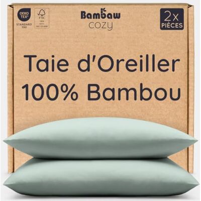 Bambaw Kussensloop, 40 x 60 cm, bamboe, 2 stuks, kussenslopen van bamboe, hypoallergeen, zacht voor haar en gezicht, verkoelende lakens, anti-mijt en zweet (watergroen) Bambaw Kussensloop, 40 x 60 cm, bamboe, 2 stuks, kussenslopen van bamboe, hypoallergeen, zacht voor haar en gezicht, verkoelende lakens, anti-mijt en zweet (watergroen)