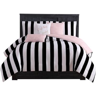 Juicy Couture JYZ010171 6-delige omkeerbare beddengoedset voor kingsize bed, zwart gestreept Cabana Juicy Couture JYZ010171 6-delige omkeerbare beddengoedset voor kingsize bed, zwart gestreept Cabana