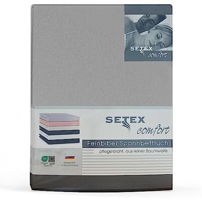 SETEX hoeslaken, katoen, zilver, 180 x 200 x 25 cm SETEX hoeslaken, katoen, zilver, 180 x 200 x 25 cm
