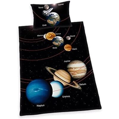 Herding Young Collection Beddengoedset, omkeerbaar motief, zonne-systeem, kussensloop, 65 x 100 cm, dekbedovertrek 160 x 210 cm, met ritssluiting, 100% katoen/renforce Herding Young Collection Beddengoedset, omkeerbaar motief, zonne-systeem, kussensloop, 65 x 100 cm, dekbedovertrek 160 x 210 cm, met ritssluiting, 100% katoen/renforce