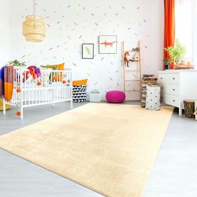 TT Home Speeltapijt voor kinderkamer, jongens, meisjes, wasbaar, modern, pastel, effen, kleur: beige, afmetingen: 140 x 200 cm TT Home Speeltapijt voor kinderkamer, jongens, meisjes, wasbaar, modern, pastel, effen, kleur: beige, afmetingen: 140 x 200 cm