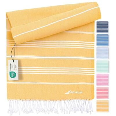 Fit-Flip Hamam Strandhanddoek – Fouta van 100% katoen – licht Turks laken Sneldrogende Turkse hamamhanddoek, ideaal als dunne saunadeken, honing, 100 x 200 cm Fit-Flip Hamam Strandhanddoek – Fouta van 100% katoen – licht Turks laken Sneldrogende Turkse hamamhanddoek, ideaal als dunne saunadeken, honing, 100 x 200 cm