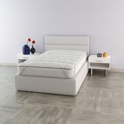Italian Bed Linen MB HOME ITALY, Matrasoplegger van polyester, gewatteerd, voor eenpersoonsbed, 85 x 195 cm Italian Bed Linen MB HOME ITALY, Matrasoplegger van polyester, gewatteerd, voor eenpersoonsbed, 85 x 195 cm