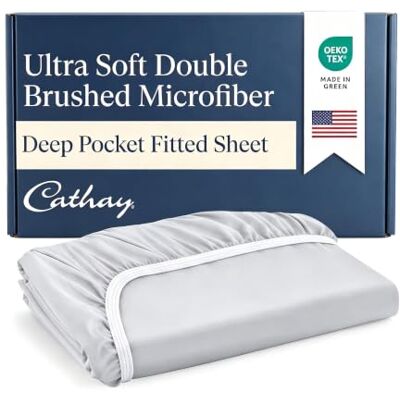 Cathay Home Luxe hoeslaken, ultrazachte microvezel, dubbel geborsteld, kreuk- en kleurecht, standaard zakdiepte, 35,6 cm, lichtgrijs, voor eenpersoonsbed Cathay Home Luxe hoeslaken, ultrazachte microvezel, dubbel geborsteld, kreuk- en kleurecht, standaard zakdiepte, 35,6 cm, lichtgrijs, voor eenpersoonsbed