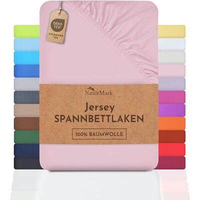 NatureMark Jersey Hoeslaken, 100% katoen, kwaliteit conform OEKO-TEX Standard 100, 140 x 200 160 x 200 cm, roze NatureMark Jersey Hoeslaken, 100% katoen, kwaliteit conform OEKO-TEX Standard 100, 140 x 200 160 x 200 cm, roze