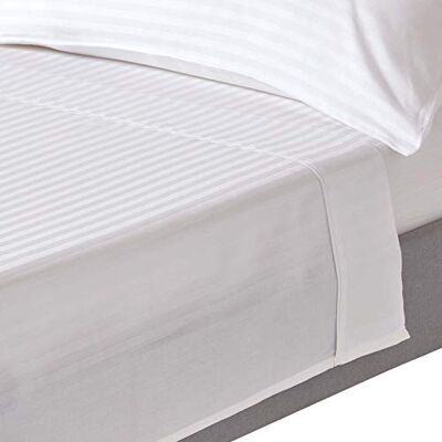 HOMESCAPES Wit Puur Egyptisch Katoenen Plat Laken Eenpersoons 330 TC Equivalent aan 500 Draadtelling Satijnen, gestreept bedlaken HOMESCAPES Wit Puur Egyptisch Katoenen Plat Laken Eenpersoons 330 TC Equivalent aan 500 Draadtelling Satijnen, gestreept bedlaken