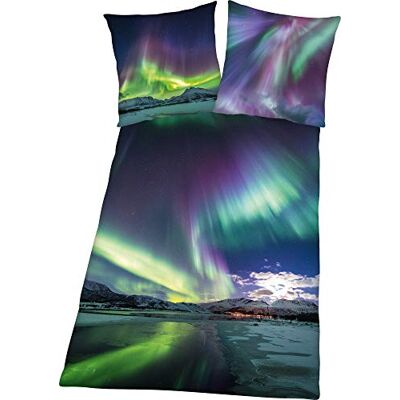 Herding Young Collection beddengoed, omkeerbaar Aurora Borealis motief, kussensloop 80 x 80 cm, dekbedovertrek 135 x 200 cm, met ritssluiting, eenvoudig te gebruiken, katoen/renforcé Herding Young Collection beddengoed, omkeerbaar Aurora Borealis motief, kussensloop 80 x 80 cm, dekbedovertrek 135 x 200 cm, met ritssluiting, eenvoudig te gebruiken, katoen/renforcé