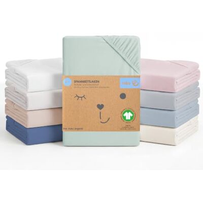 roba Lil Planet babyhoeslaken voor bed 60 x 120 cm tot 70 x 140 cm, rekbaar, biologisch jersey katoen, Oeko-Tex, mat groen roba Lil Planet babyhoeslaken voor bed 60 x 120 cm tot 70 x 140 cm, rekbaar, biologisch jersey katoen, Oeko-Tex, mat groen