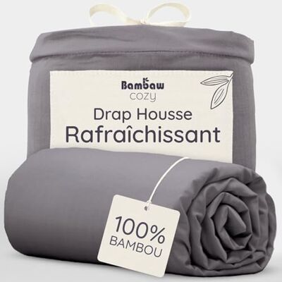 Bambaw Hoeslaken 180 x 200 cm, donkergrijs laken van bamboe matrashoes anti-mijt warm hoeslaken zachte stof hoeslaken grote kap hoeslaken 180 x 200 cm dik matras Bambaw Hoeslaken 180 x 200 cm, donkergrijs laken van bamboe matrashoes anti-mijt warm hoeslaken zachte stof hoeslaken grote kap hoeslaken 180 x 200 cm dik matras