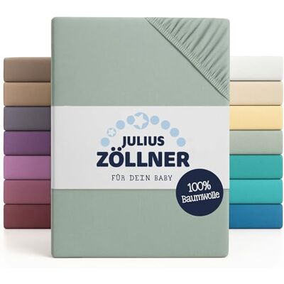 Julius Zöllner Jersey hoeslaken voor babybed en kinderbed, 100% katoenen jersey, Oeko-Tex Standard 100, afmetingen: 60 x 120 cm / 70 x 140 cm, salie Julius Zöllner Jersey hoeslaken voor babybed en kinderbed, 100% katoenen jersey, Oeko-Tex Standard 100, afmetingen: 60 x 120 cm / 70 x 140 cm, salie