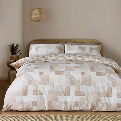 Catherine Lansfield Sloane Geo Omkeerbare beddengoedset met dekbedovertrek en kussenslopen voor super kingsize bed, naturel Catherine Lansfield Sloane Geo Omkeerbare beddengoedset met dekbedovertrek en kussenslopen voor super kingsize bed, naturel