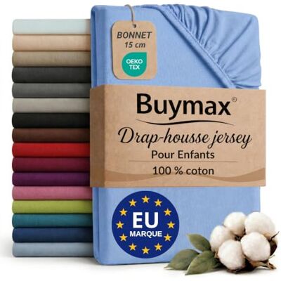 Buymax Hoeslaken voor kinderen, 60 x 120 cm, 100% katoen, lichtblauw Zachte en ademende jersey, Oeko-Tex-gecertificeerd, voor kinderbed, 15 cm spanhoogte en rondom elastiek voor een betrouwbare Buymax Hoeslaken voor kinderen, 60 x 120 cm, 100% katoen, lichtblauw Zachte en ademende jersey, Oeko-Tex-gecertificeerd, voor kinderbed, 15 cm spanhoogte en rondom elastiek voor een betrouwbare