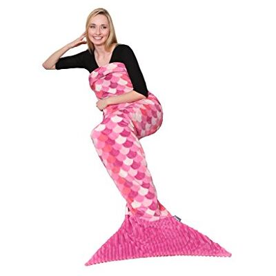 Kanguru Lilla Sirena staart, verjaardagscadeau voor dames, fleecedeken, 100 x 200 cm, polyester, roze zeemeermin volwassenen, L: 200 cm Kanguru Lilla Sirena staart, verjaardagscadeau voor dames, fleecedeken, 100 x 200 cm, polyester, roze zeemeermin volwassenen, L: 200 cm