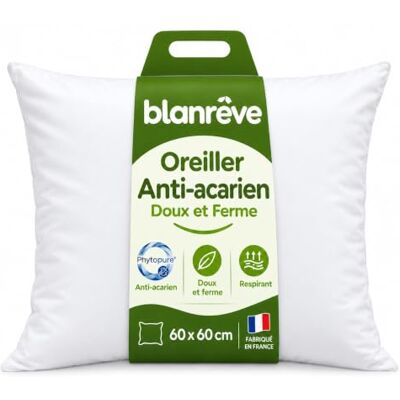 Blanrêve Stevig kussen tegen mijten – 60 x 60 cm – onderhoudsvriendelijk Oreiller en Microfibre Ultra Douce traitée contre les Acariens Idéal dormeurs sur le côté. Fabrication France Blanc Blanrêve Stevig kussen tegen mijten – 60 x 60 cm – onderhoudsvriendelijk Oreiller en Microfibre Ultra Douce traitée contre les Acariens Idéal dormeurs sur le côté. Fabrication France Blanc