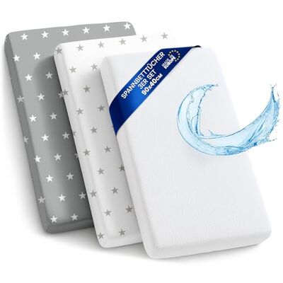 Totsy Baby Hoeslaken voor kinderwagen, elastische rand, 3 stuks, waterdichte Totsy Baby Hoeslaken voor kinderwagen, elastische rand, 3 stuks, waterdichte