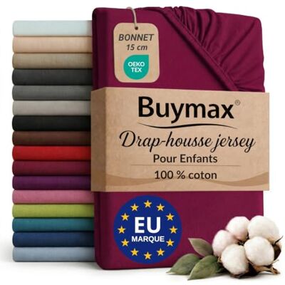 Buymax Hoeslaken voor kinderen, 60 x 120 cm, 100% katoen, bordeauxrood Zachte en ademende jersey, Oeko-Tex-gecertificeerd, voor kinderbed, 15 cm spanhoogte en rondom elastiek voor een betrouwbare Buymax Hoeslaken voor kinderen, 60 x 120 cm, 100% katoen, bordeauxrood Zachte en ademende jersey, Oeko-Tex-gecertificeerd, voor kinderbed, 15 cm spanhoogte en rondom elastiek voor een betrouwbare